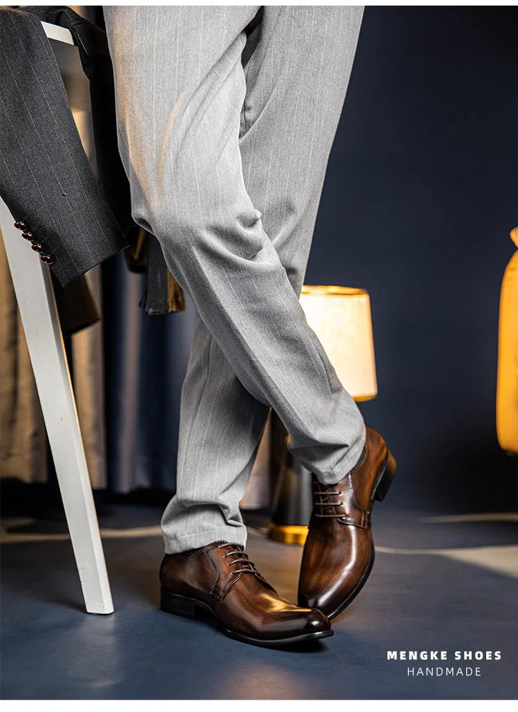 Leather Shoes for Men Luxury Business Men's Shoes High Quality Casual Oxford Dress Shoes Male Lace-Up Office Wedding Formal Shoe