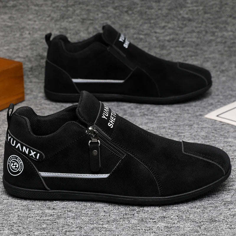 Mens Walking Shoes 2025 New Suede Leather Fashion Zipper Outdoor Hiking Shoes Anti Slip Wear-resistant Casual Sneakers for Men