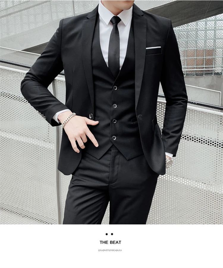 Suits for Men - 3 Pieces - New Fabrics - Fashionable Business Gentleman - Slim Fit - Wedding  Professional Business Formal Dress
