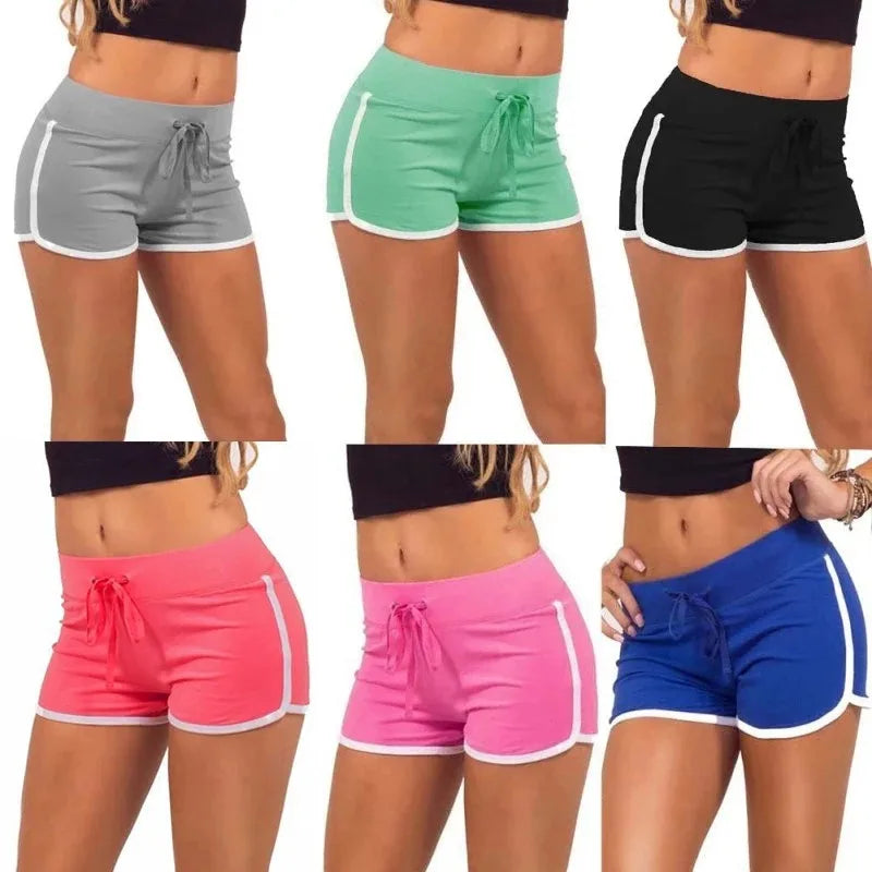 Women's Sports Shorts, Cotton Drawstring Shorts, Stretch Elasticated Waistband Shorts, Casual, Beach, Yoga, Running, Summer
