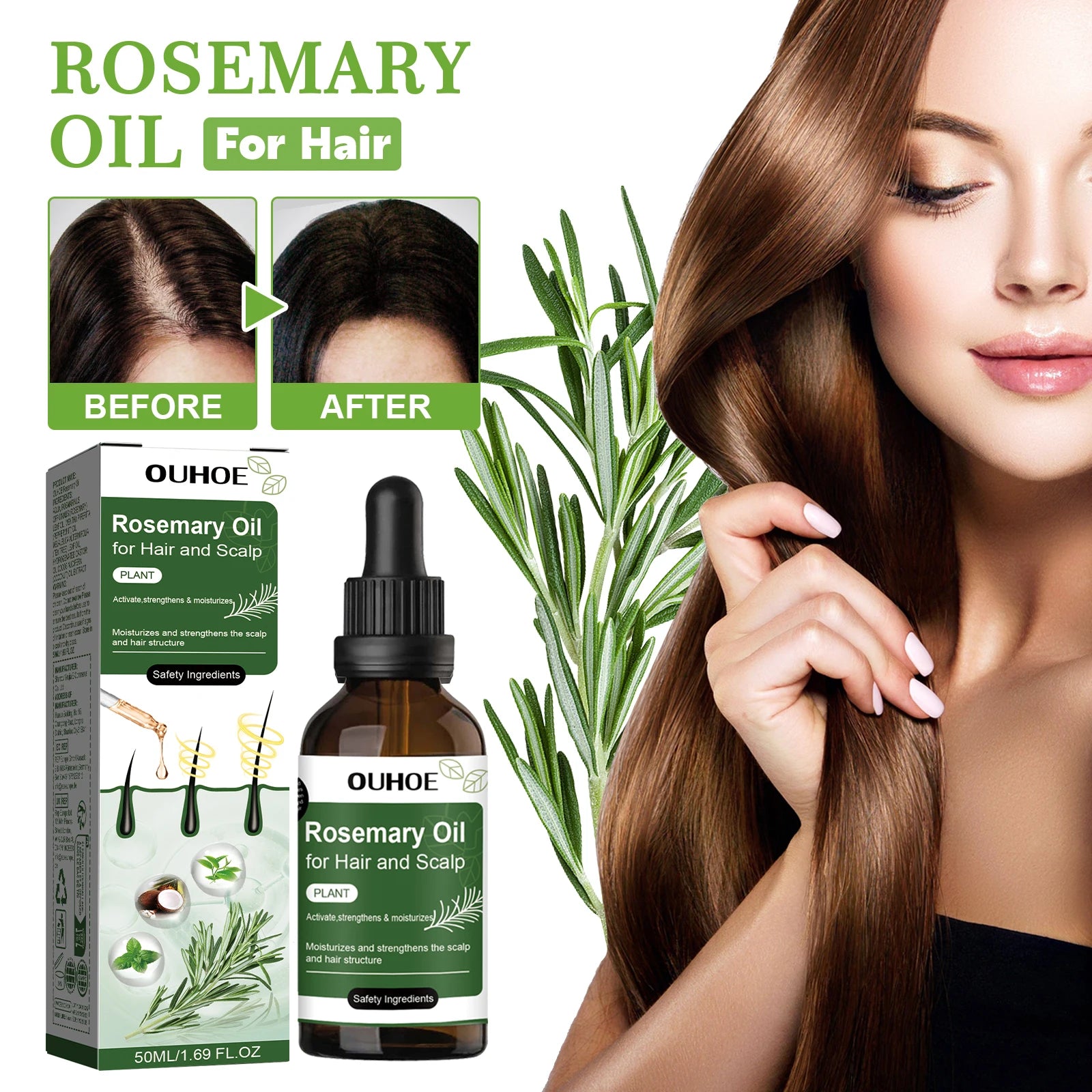 Rosemary Oil Hair Scalp Essential For Improve Hair Loss Repairing Damaged Hair Root Scalp Massage Serum Smoothing Conditioner