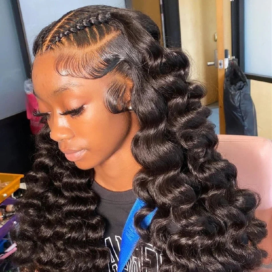 250 Density 30 40 Inch Loose Deep Wave Lace Frontal Wig 13x6 Hd Curly Human Hair Wigs 360 Water Wave Pre plucked Lace Front Wig