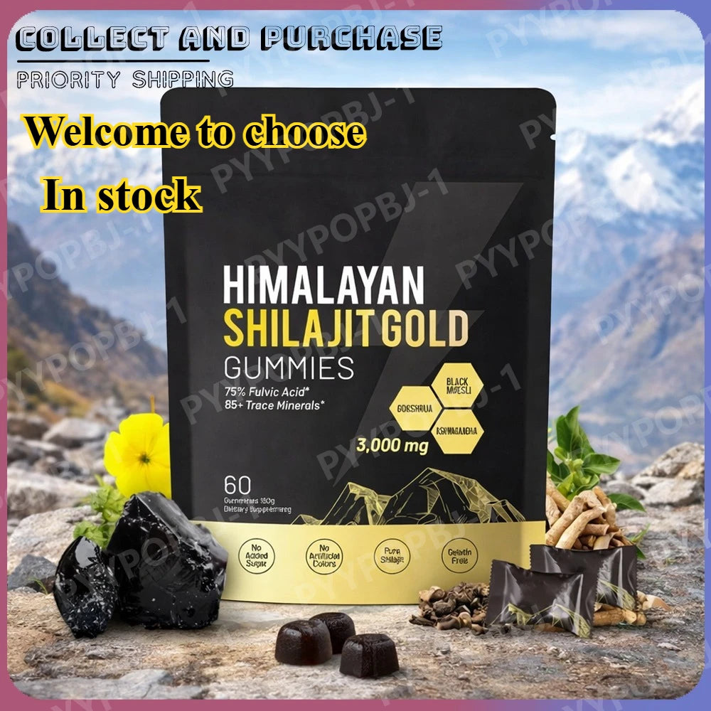 Pure Himalayan Shilajit Gummies Supplements Contain 3000mg xilaizhi & 85+ Trace Minerals Daily health support 60 Pieces