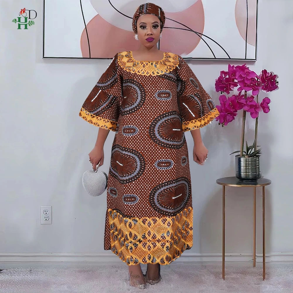 African Dresses For Women Traditional Clothing Embroidery Printed Outfits Bubu Gown Abayas Robe Kaftan Boubou Djellaba 2025 New