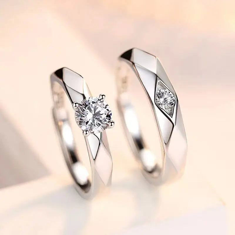 Avenneth New Simple Stainless Steel Geometry Rings Adjustable Couple Open Ring For Women Men Wedding Fashion Jewelry Gifts