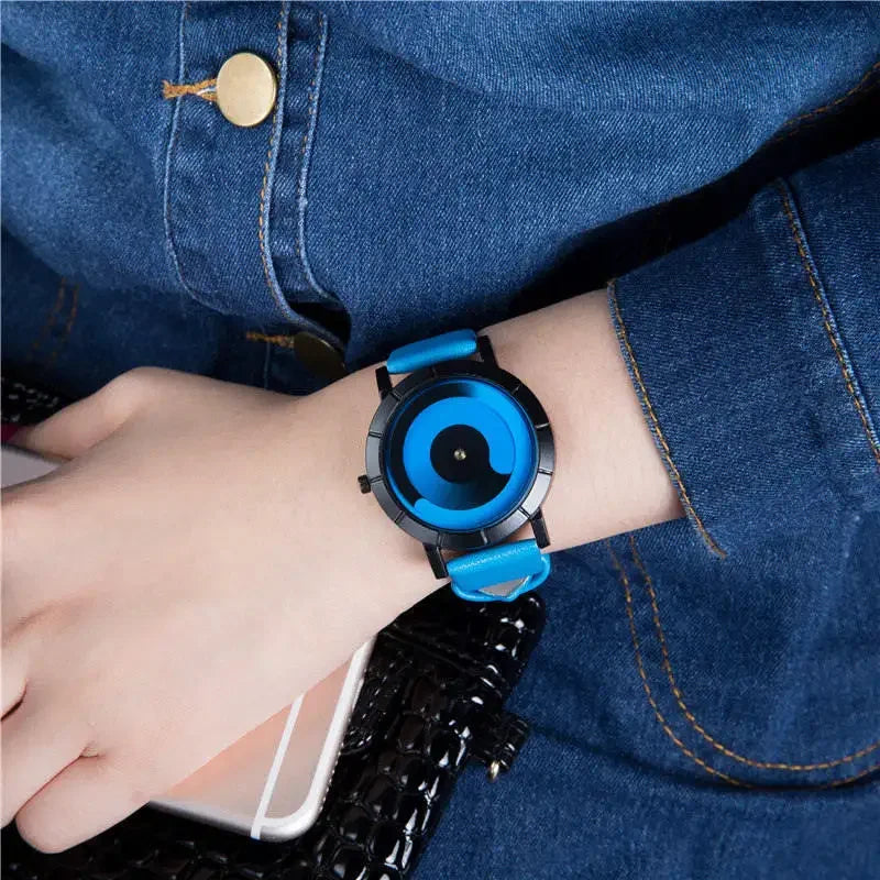 Fashion Creative Rotation Watches Men Sports Watches Leather Strap Quartz Wristwatches Men Women Unisex Watch Relogio Masculino