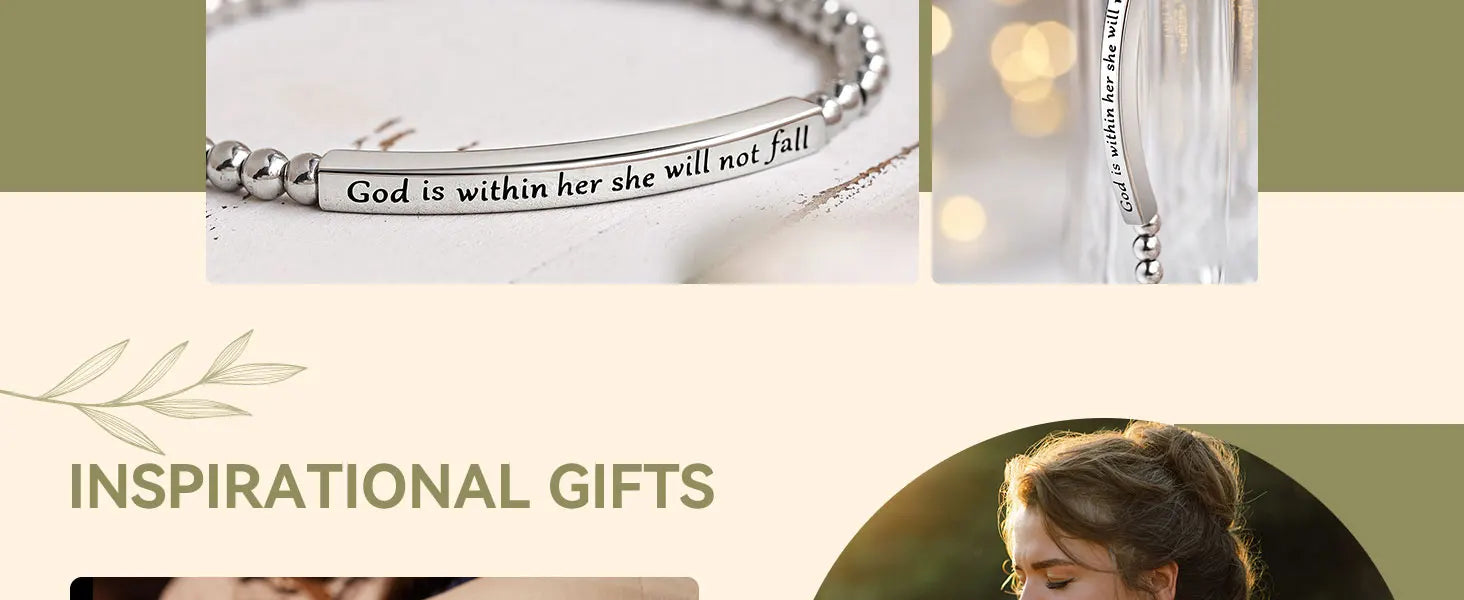 Religious Gift for Her God is Within Her She Will Not Fall Bible Verse Bracelet Gift for Her