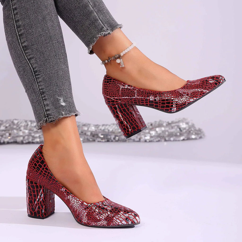 Women Pink Pointed Toe High Heels Spring Autumn New Slip-On Chunky Heeled Dress Shoes for Women Elegant Work Pumps Single Shoes