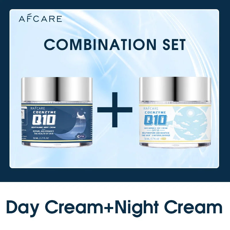 Coenzyme Q10 Anti-aging Day Cream Anti Wrinkles Night Cream Combination Set Vitamin E Moisturizing Cream Reduce Facial Fine Line