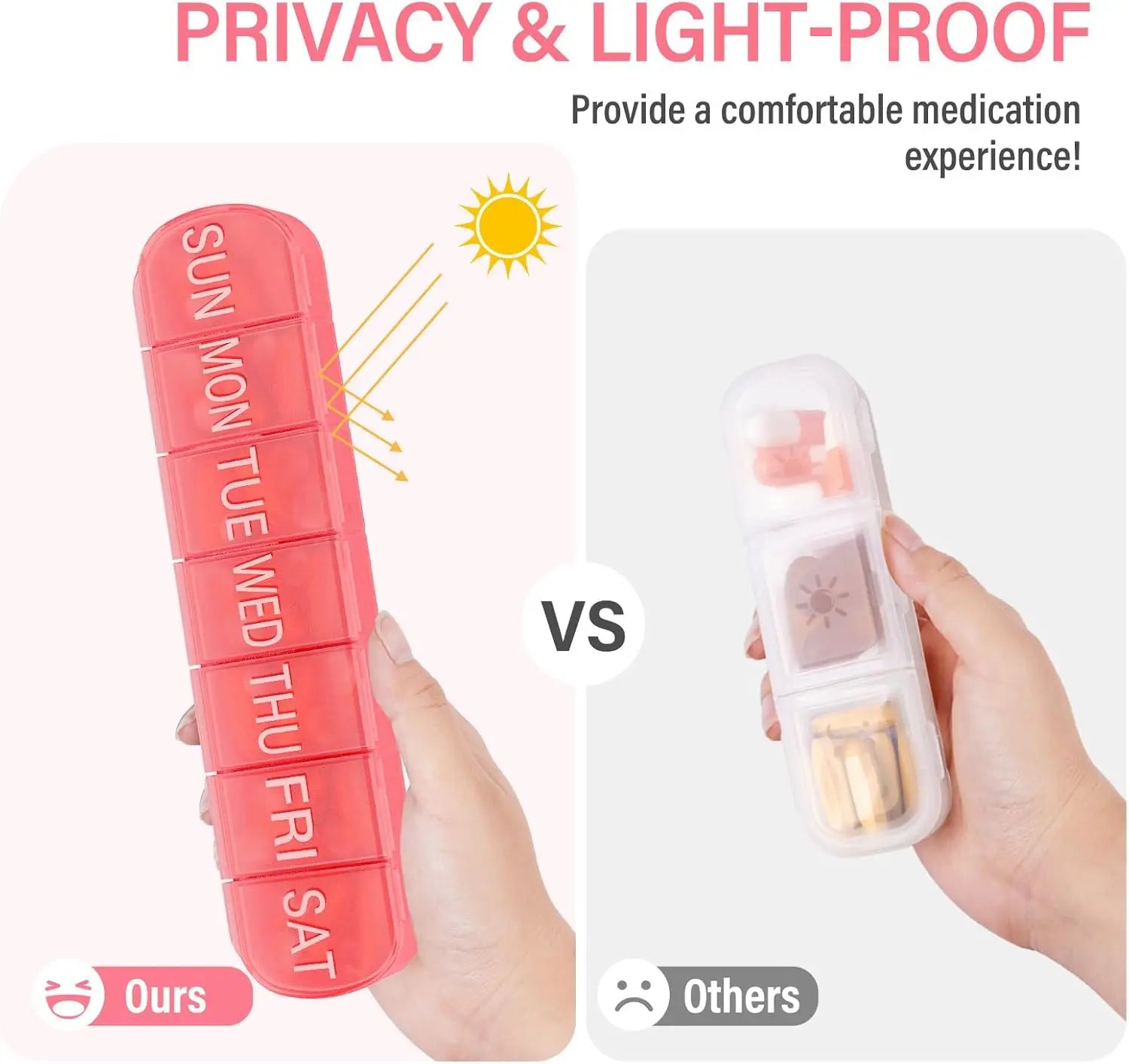 1PCS Pill Organizer Large,Weekly Medicine Pills Organizer Pill Box Travel, 7 Day Pill Case for Big Vitamin Supplements Fish Oil