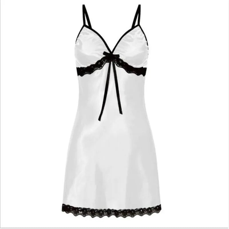 Sexy Perspective Fun Nightgown Women Sleepwear Lace Floral Nightie Lingerie Suspenders Nightdress Comfortable Robe Summer