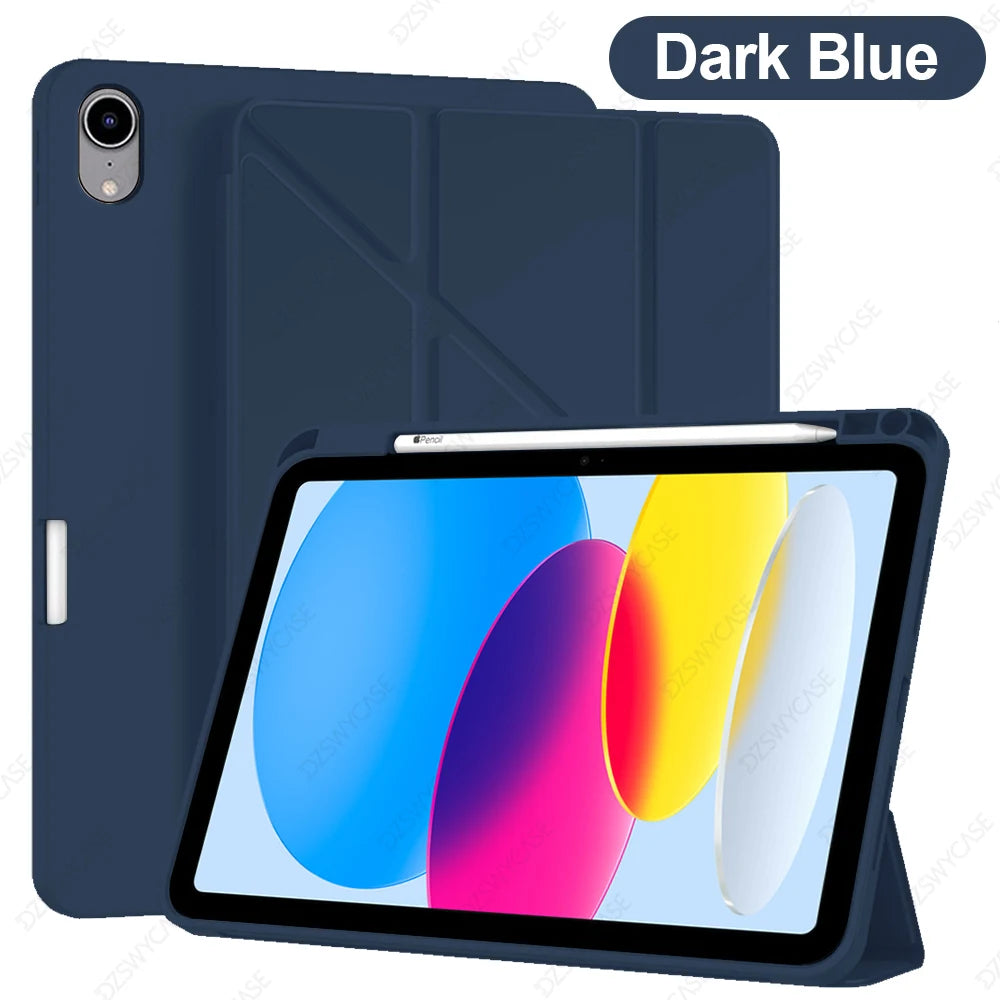 Case for iPad 10th Gen 10.9, For iPad 11th Gen A16 11 Cover, Silicone Slim Protective, with Pencil Holder, Y-Shaped Stand