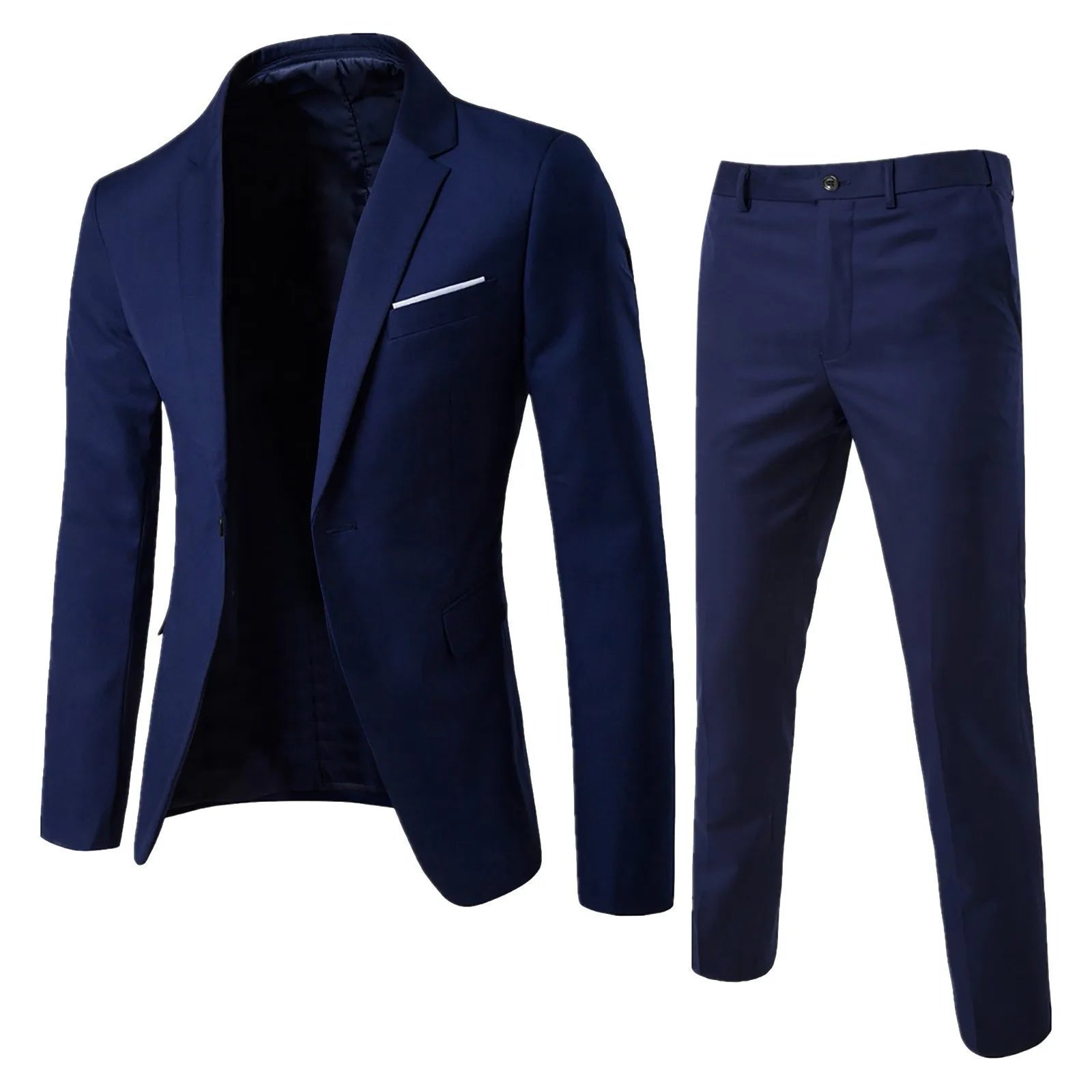 Mens Suit Set Two Piece Business Formal Wear Korean Slim Fit Groom Groomsmen Wedding Tuxedo