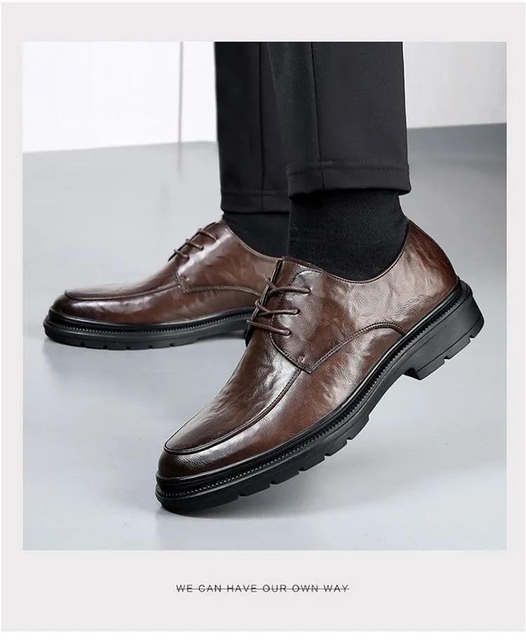 Men's shoes new spring and autumn British style leather shoes men's business dress big head cowhide work non-slip casual shoes