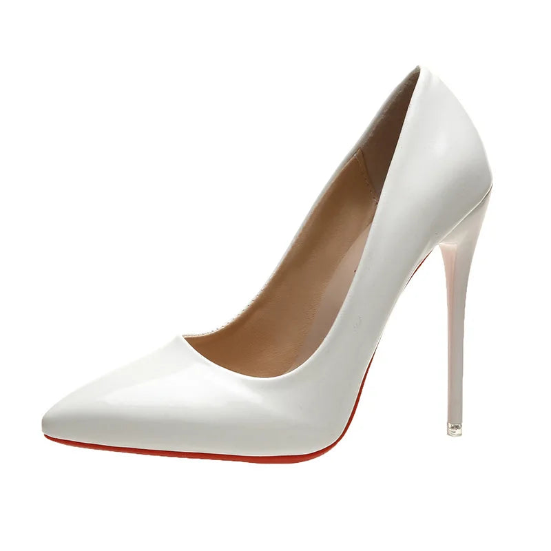 Women's Shoes Red Sole High Heels Sexy Pointed Toe 12cm Pumps Stiletto Women Wedding Shoes Plus Size Dress High Heels Tacones