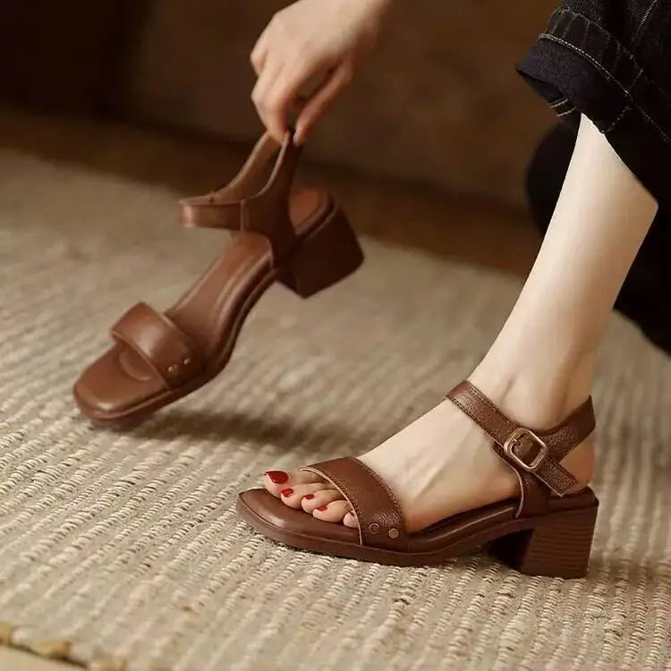 Women's Sandals Sexy High Heels Shoes for Woman Elegant Chunky Shoes New Pumps Party Flip Flops Dress Retro Mujer De Zapatos