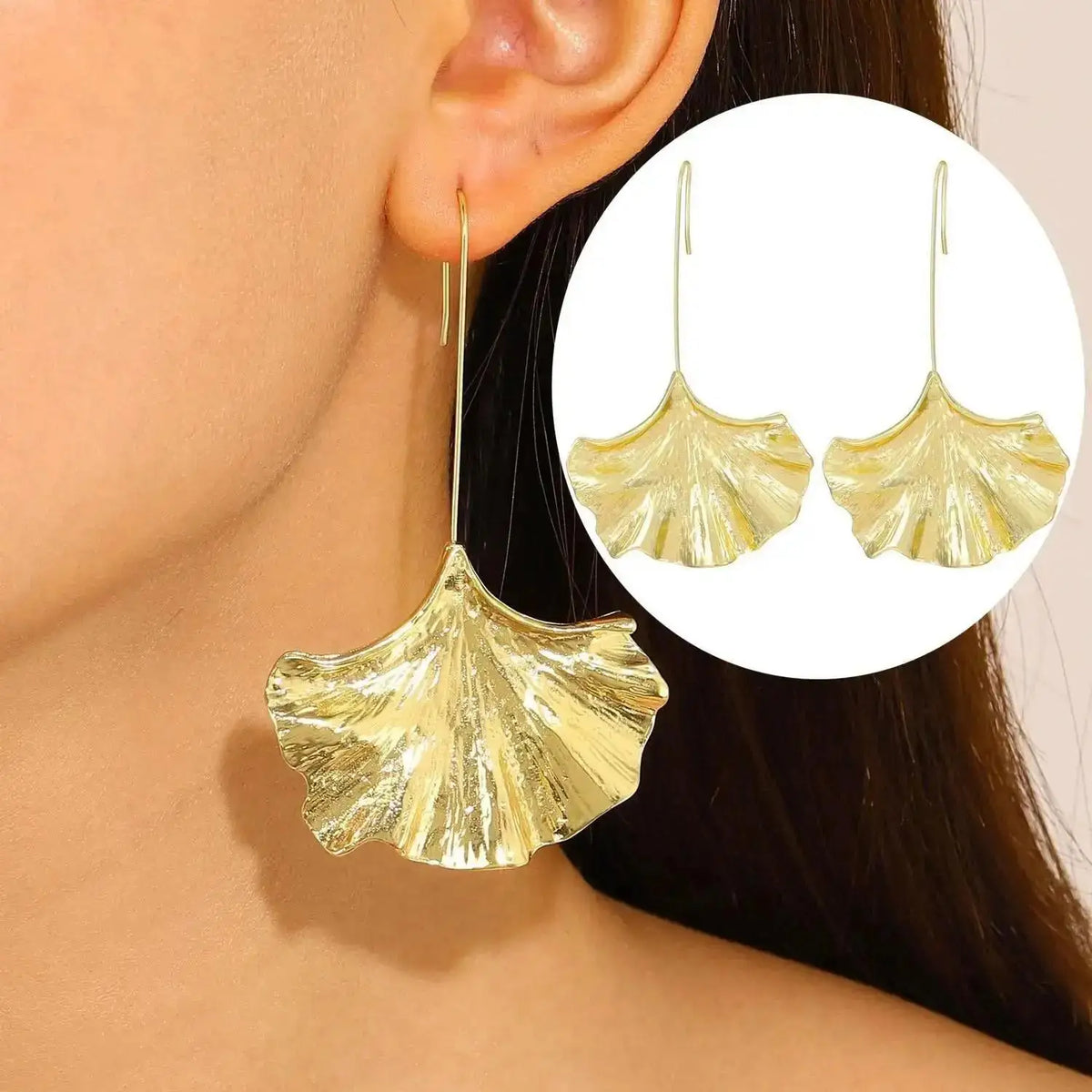 Stainless Steel Wrinkled Gold Color Earrings For Women Metal Earing Jewelry 2026 Trending Vintage Round Square Heart Earrings