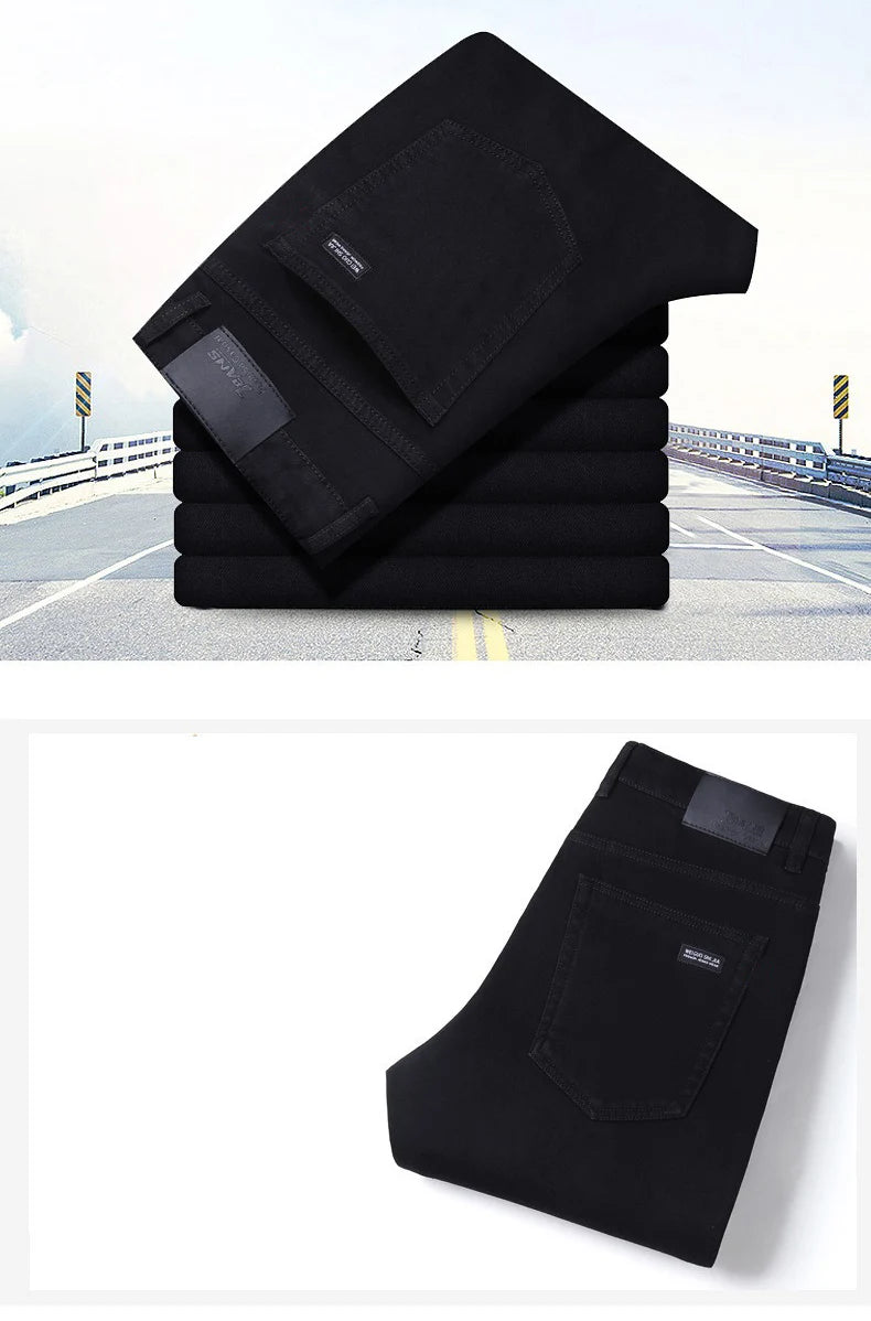 Men Classic Advanced Fashion Brand Jeans Jean Homme Man Soft Stretch Black Biker Masculino Denim Trousers Mens Pants Overalls