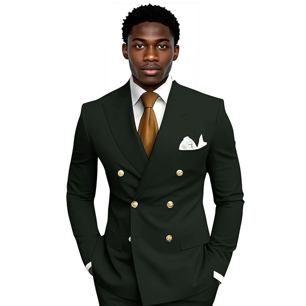 Business Men's Suit 2-piece Double-breasted Blazer Pants Wedding Groom's Tuxedo Gentleman's Evening Dress Tailor-made Mens Suits