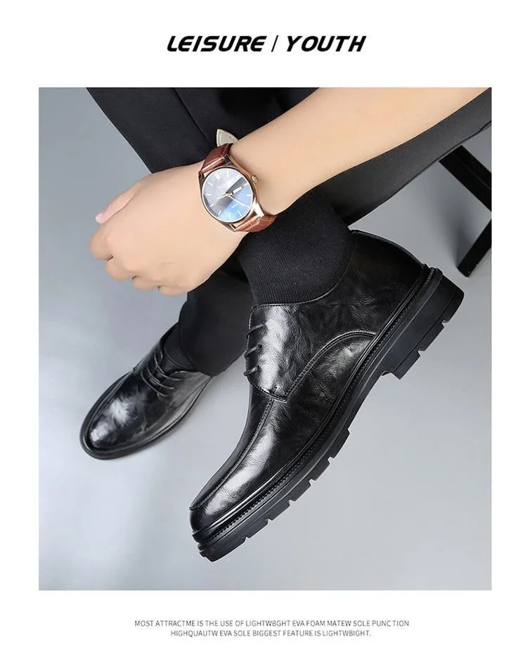 Men's shoes new spring and autumn British style leather shoes men's business dress big head cowhide work non-slip casual shoes
