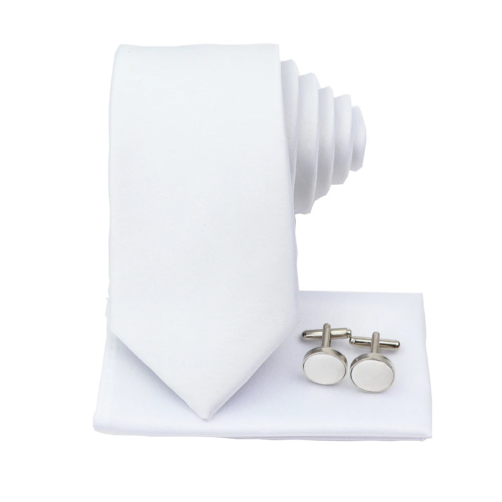 Men's Colorful Polyester Necktie Bowtie Cufflink Brooch Set Sage Green Pink Ties Business Wedding Party Shirt Accessories Gift