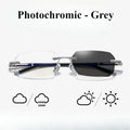 Myopia Glasses Frameless HD Optional Photochromic Glasses Anti Blue  Men's Anti Fatigue Clear Glasses