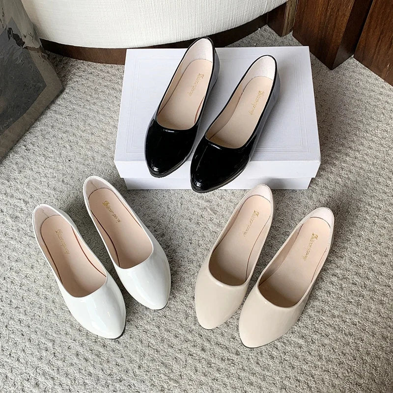 Women's Formal Uniform Shoes Spring Autumn Black Versatile Flat Shoes Women Causal Loafers Non-slip Ladies Ballet Leather Shoes