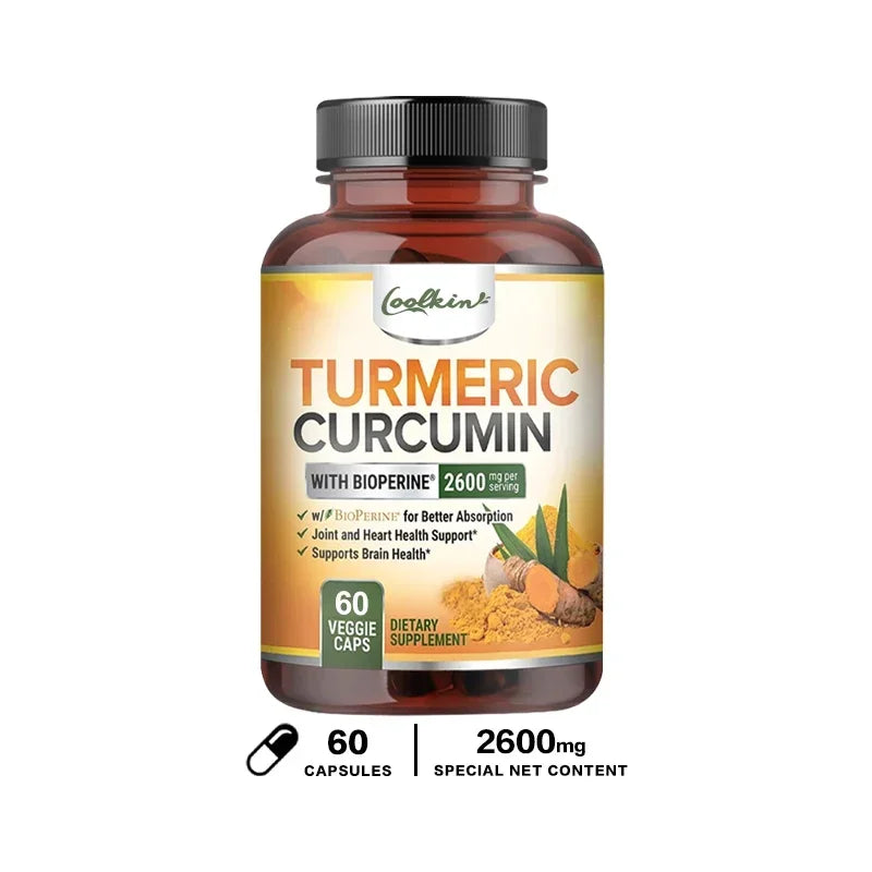 Curcumin Supplement with Black Pepper 2600 Mg Contains 95% Curcumin, Enhanced Absorption, Joint Support Supplement