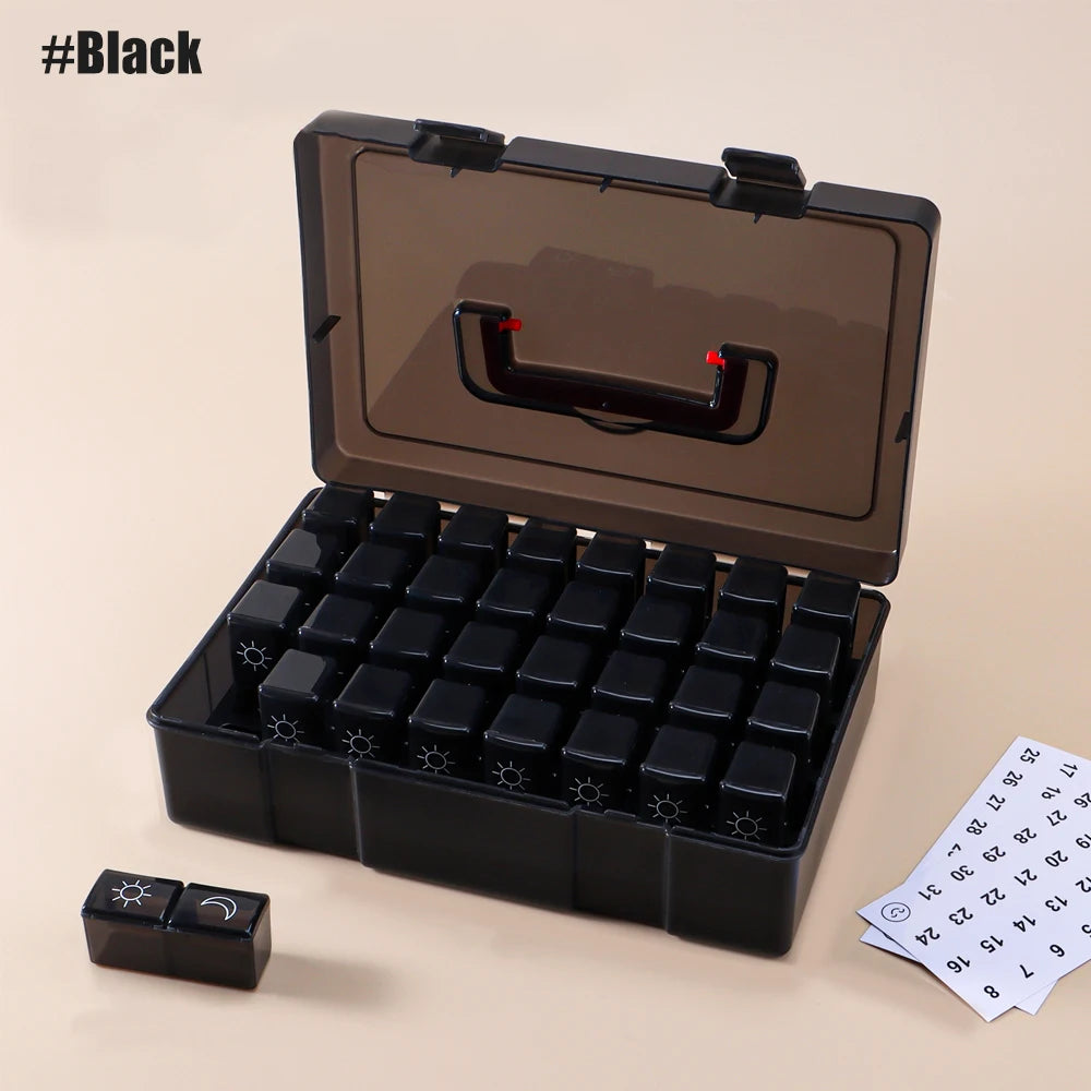 1pcs  Monthly Pill Organizer 2 Times a Day,30 Day Pill Organizer with 32 Daily Pill Box and Travel Case,for Medicine,Vitamin