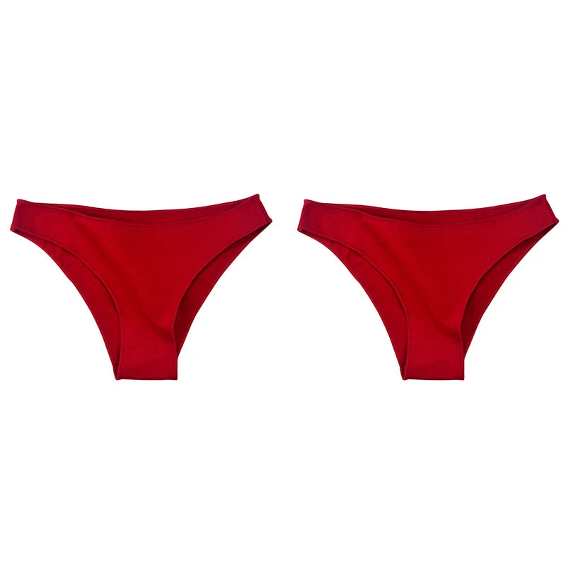 2Pcs Women Cotton Panties Comfortable Underwear Solid Low Waist Briefs Female Underpants Elasticity Breathable Lingerie M-XL