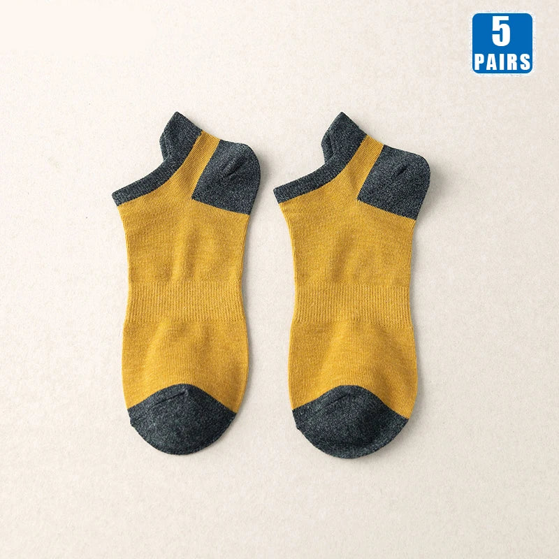 5 Pairs High Quality Cotton Men Short Socks Breathable Casual Spring Summer Crew Ankle Low-Cut Fashion Non-slip Sock for Male
