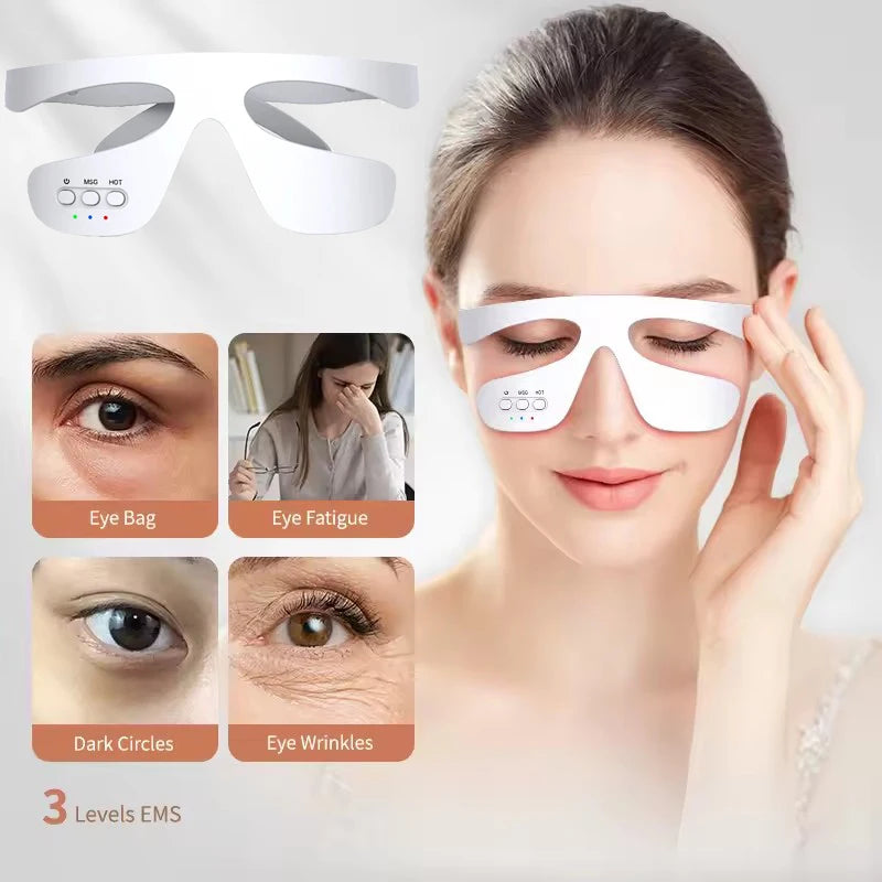 Eye Massager 3 Gear Red light Remove Eye Bags Dark Circles Puffiness Hot Compress Eye Relieve Eye Fatigue Wireless Use