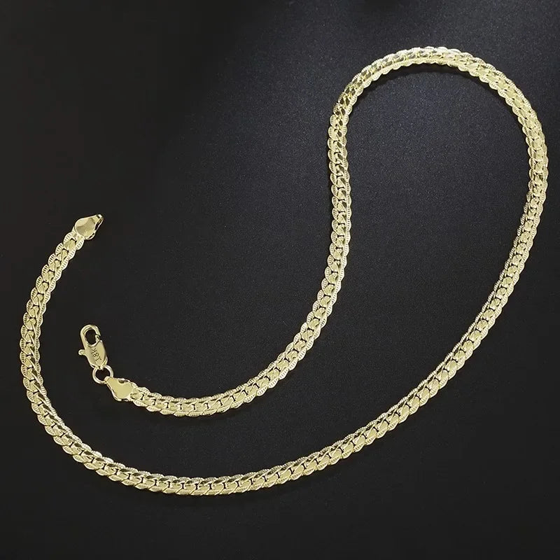 925 Sterling Silver 18K Gold Full Sideways Figaro Chain Necklace For Woman Man Fashion Wedding Engagement Jewelry Gifts