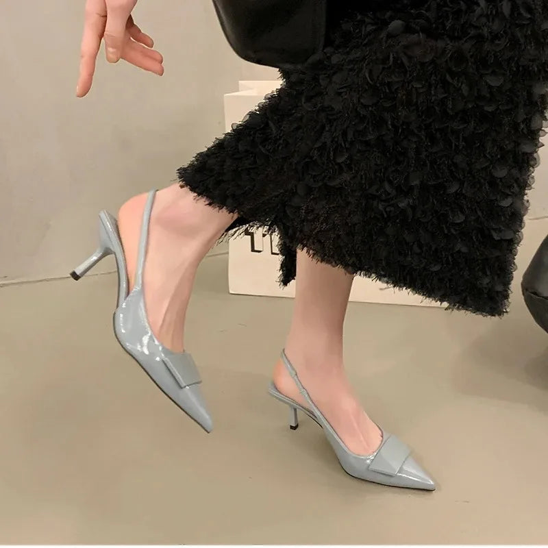 2025 Summer Women's Shoes High Heel Women Sandals Fashion Pointed Toe Singbacks Shoes Design Style Banquet Party Sandalias Shoes