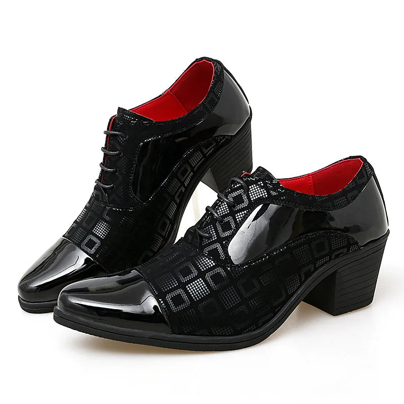 Men Formal Shoes High Heels Business Dress Shoes Male Oxfords Pointed Toe Formal Shoe for Man Luxury Wedding Party Leather Shoe