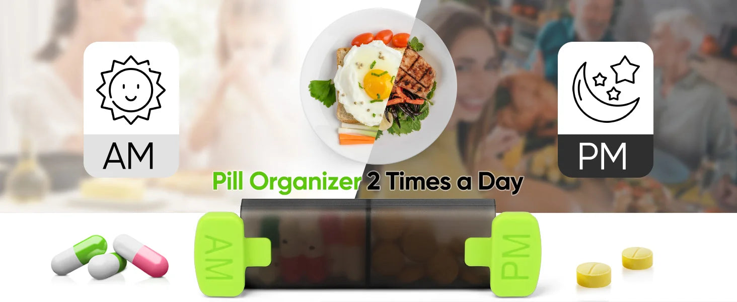 Medicine Box Weekly Pill Organizer Pill Box 7 Day with One-Side Large Openings for Easy to Use Case for Medication Vitamins Fish