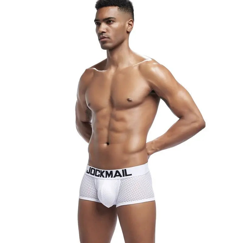JOCKMAIL Men Underwear Boxes Mesh Quick Drying Ice Silk Breathable Youth Fashion Calzoncillos Sexy Am Gosteren Killer Sansursuz
