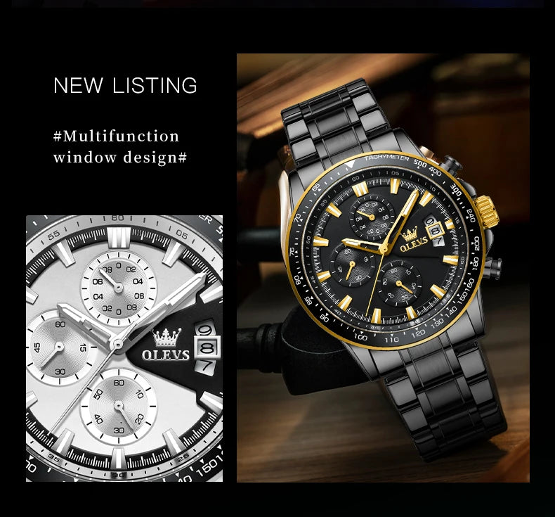 OLEVS Top Men's Watches Luxury Waterproof Luminous Classic Quartz Wrist Watch for Men Chronograph STOP WATCH Sports Man Watch