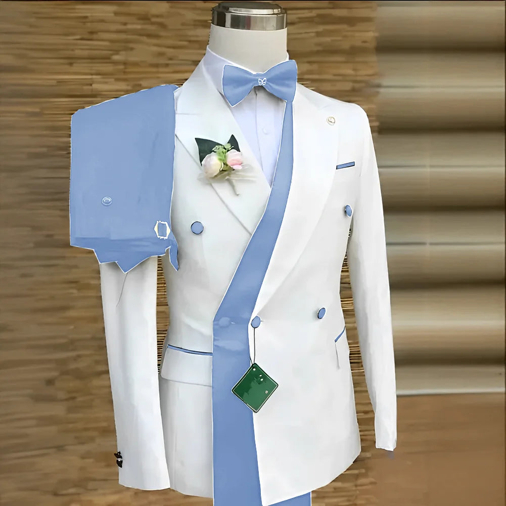 Double Breasted Formal Suits for Men Business Prom Blazer with Pants Wedding Groom Tuxedo Male Suits Custom 2 Pieces Suit Jacket