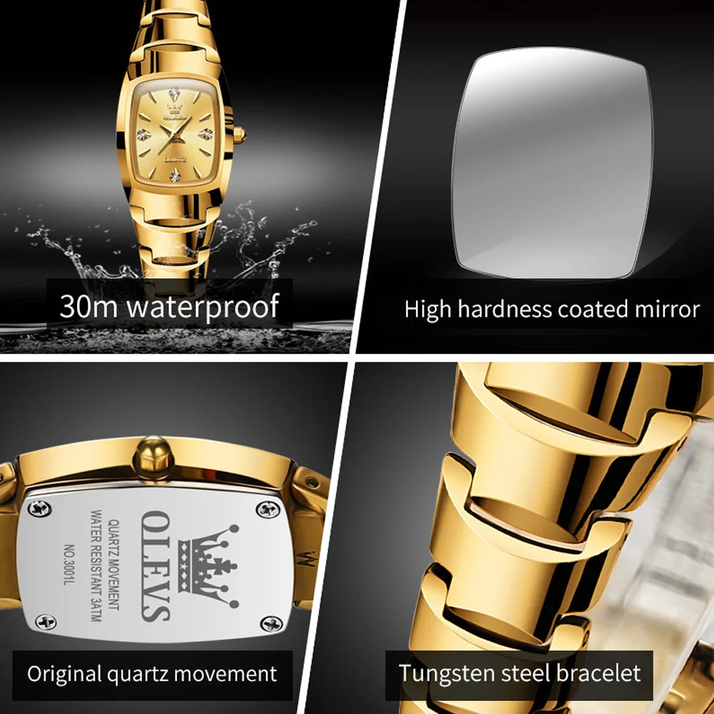 OLEVS 7006 Women's Watches Top Brand Elegance Quartz Montres Femmes Waterproof Tungsten Steel Case Strap Luminous Date Watch