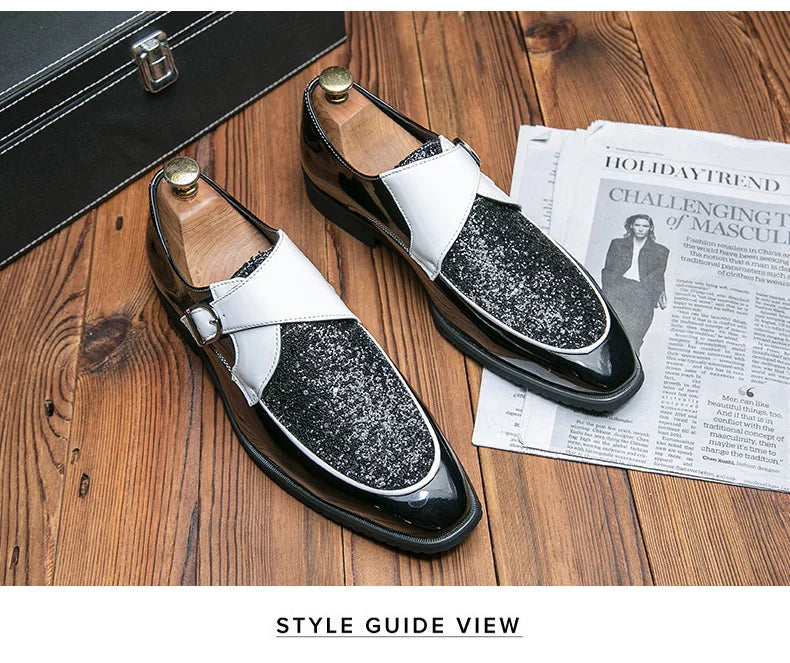 Luxury Men's Leather Shoes High Quality Gold Dress Shoes for Men Italian Brand Oxford Shoes Fashion Big Size Party Wedding Shoe