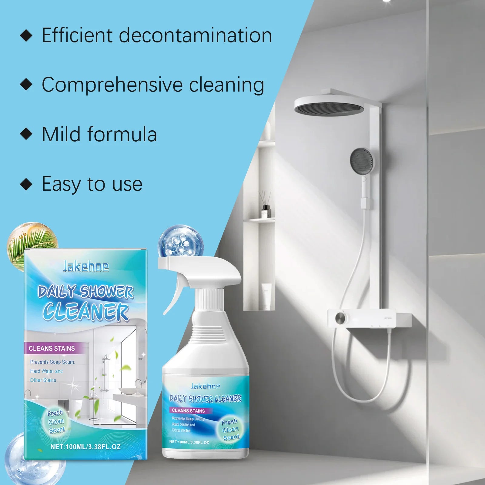 Bathrooms Cleaning Agent Strongly Removing Stubborn Stains Limescale Restore Shines No Residual Refresh Air Daily Shower Cleaner