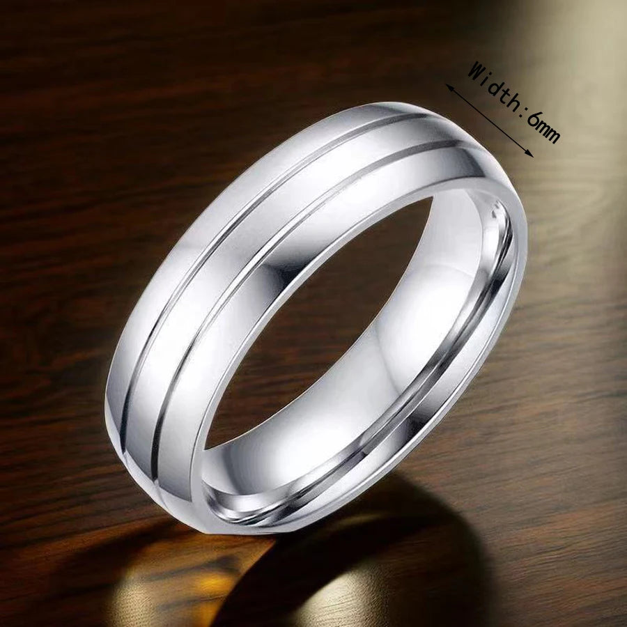 1Piece Gold Tone Silver Plated Stainless Steel Titanium Ring Cubic Zircon Rhinestone Couple Engagement Wedding Jewelry Men Women