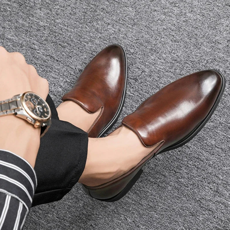 Red Sole Dress Shoes for Men Business Office Men Loafers Male Flats Driving Shoes Casual  Slip-On Wedding Leather Shoes