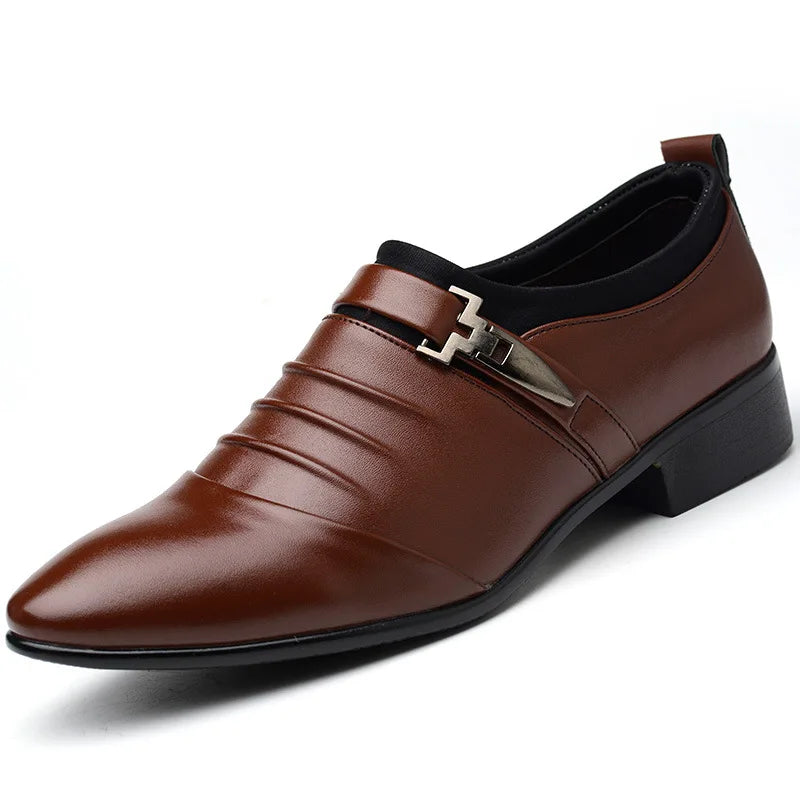 Mens Dress Shoes Business Leather Shoes Luxury Slip on Oxfords Point Toe Men Wedding Shoes Loafers Classic Plus Size Formal Shoe
