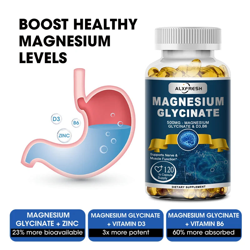 Magnesium Glycinate Supplement Zinc,Vitamin D3 B6, Support Muscle & Nervous, Immune System Tiredness Health