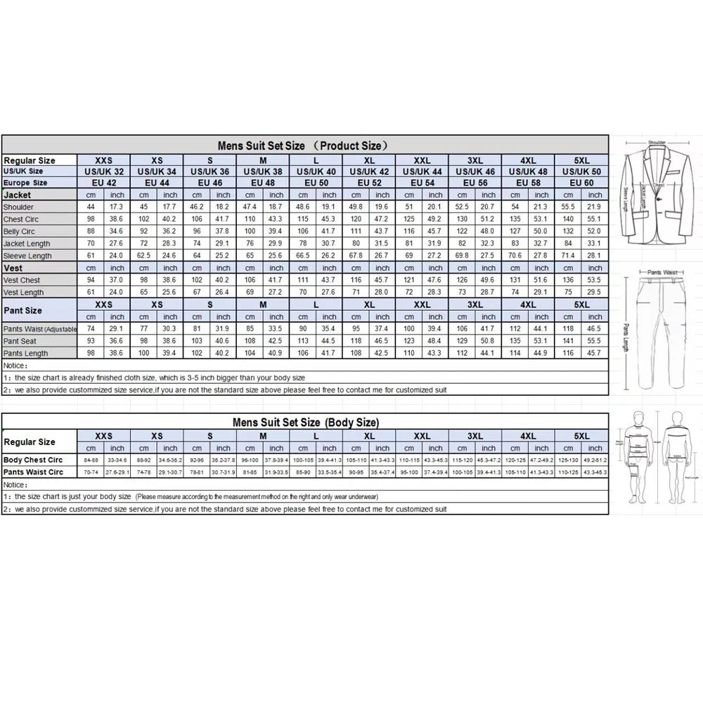New Men Suits Set Tuxedos Wedding Dress Casual Blazer Jacket Vest Pants Tailor-Made Clothes Costume Homme