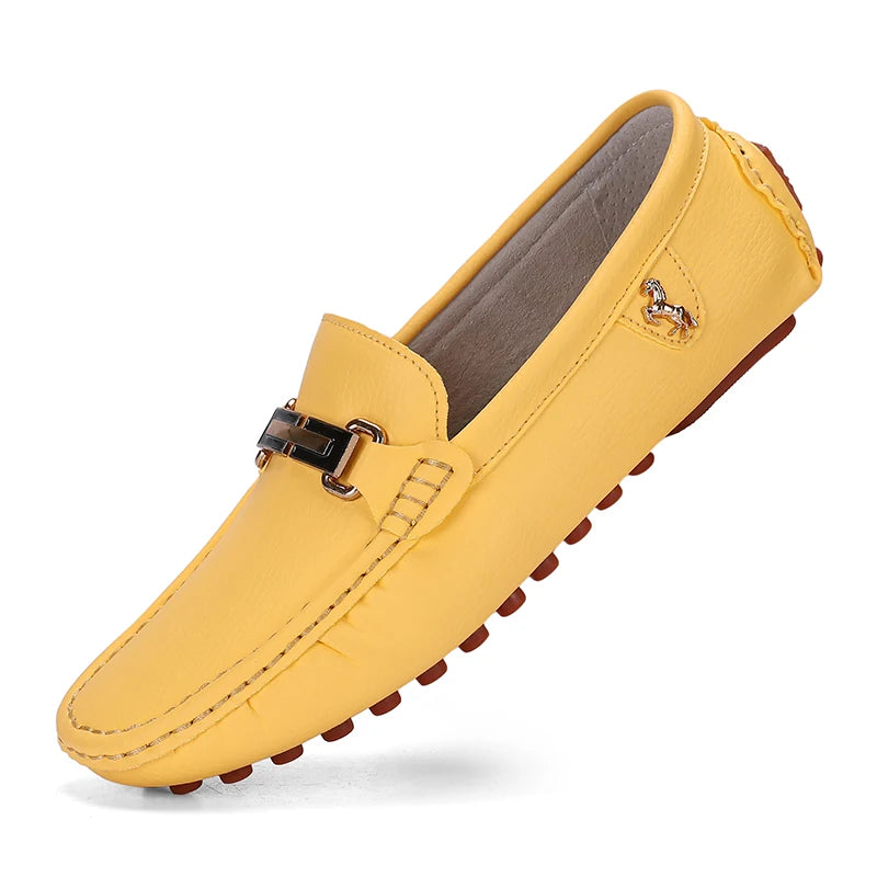 YRZL Shoes Men Handmade PU Leather Loafer Casual Driving Flats Slip-on Shoes Luxury Comfy Moccasins White Loafers Shoes for Men