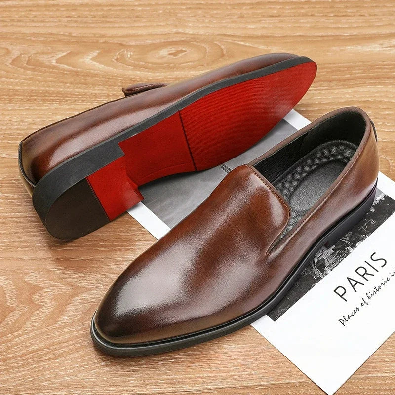Red Sole Dress Shoes for Men Business Office Men Loafers Male Flats Driving Shoes Casual  Slip-On Wedding Leather Shoes