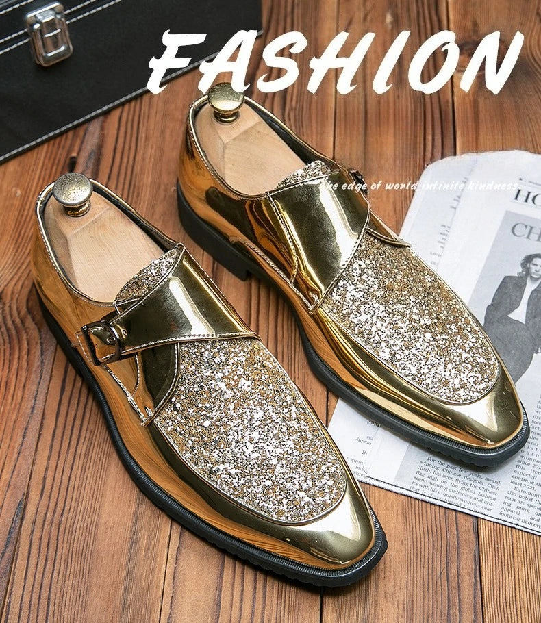 Luxury Men's Leather Shoes High Quality Gold Dress Shoes for Men Italian Brand Oxford Shoes Fashion Big Size Party Wedding Shoe